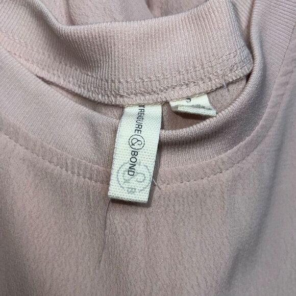TREASURE & BOND Distressed Boyfriend T-shirt In Pink Adobe Size Small - Picture 4 of 5